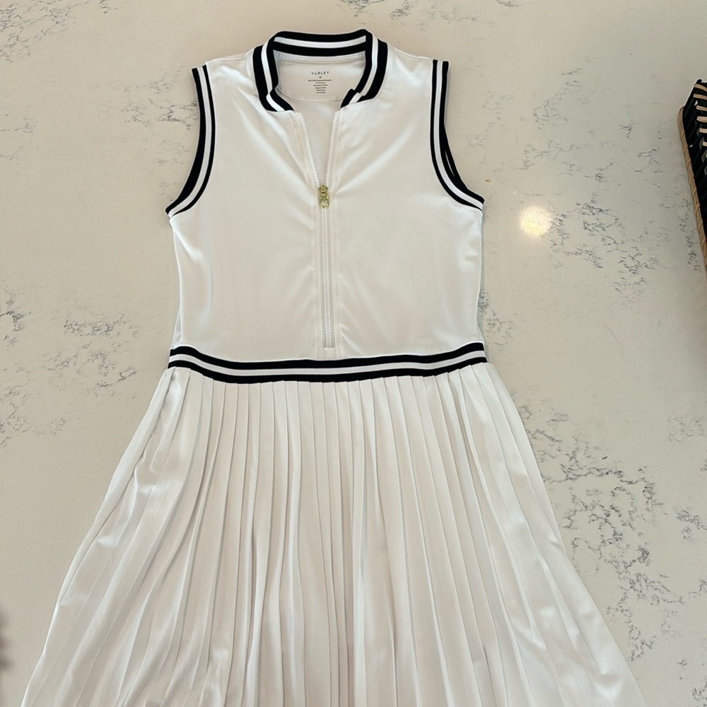 Varley White and Black Pleated Sundress